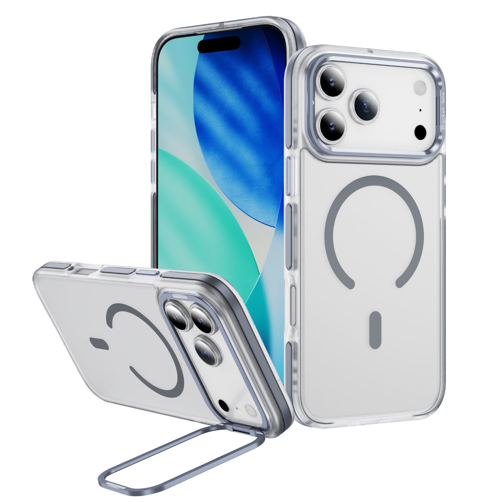 Apple 17 Phone Case Skin Feel Magnetic Ring Stand 16pm Phone Case High-end Feel Phone Case Magnetic Charging Phone Case