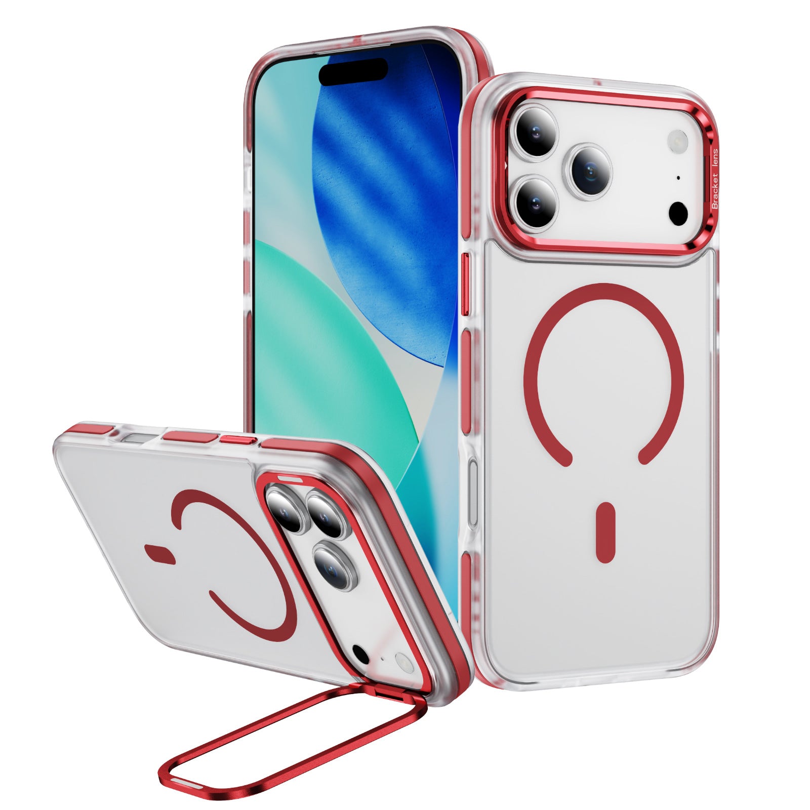 Apple 17 Phone Case Skin Feel Magnetic Ring Stand 16pm Phone Case High-end Feel Phone Case Magnetic Charging Phone Case