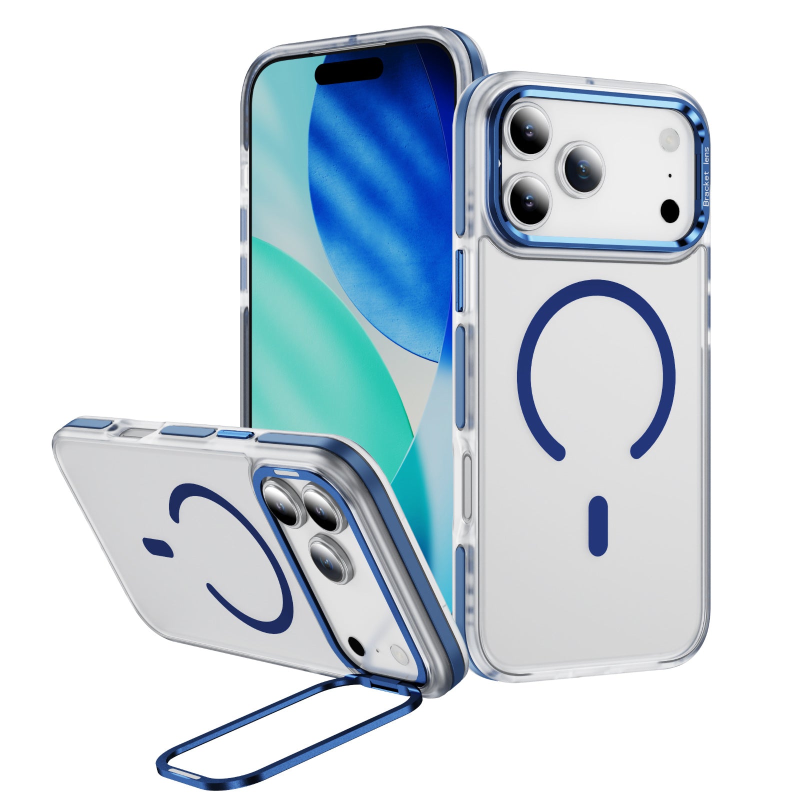 Apple 17 Phone Case Skin Feel Magnetic Ring Stand 16pm Phone Case High-end Feel Phone Case Magnetic Charging Phone Case