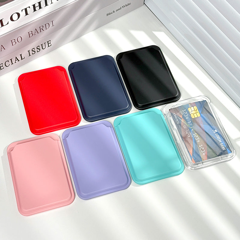 Simple Magnetic Card Holder Ins Style Transparent Skin Feel Strong Magnetic Adsorption PC Material Magnetic Phone Card Holder Source Manufacturer