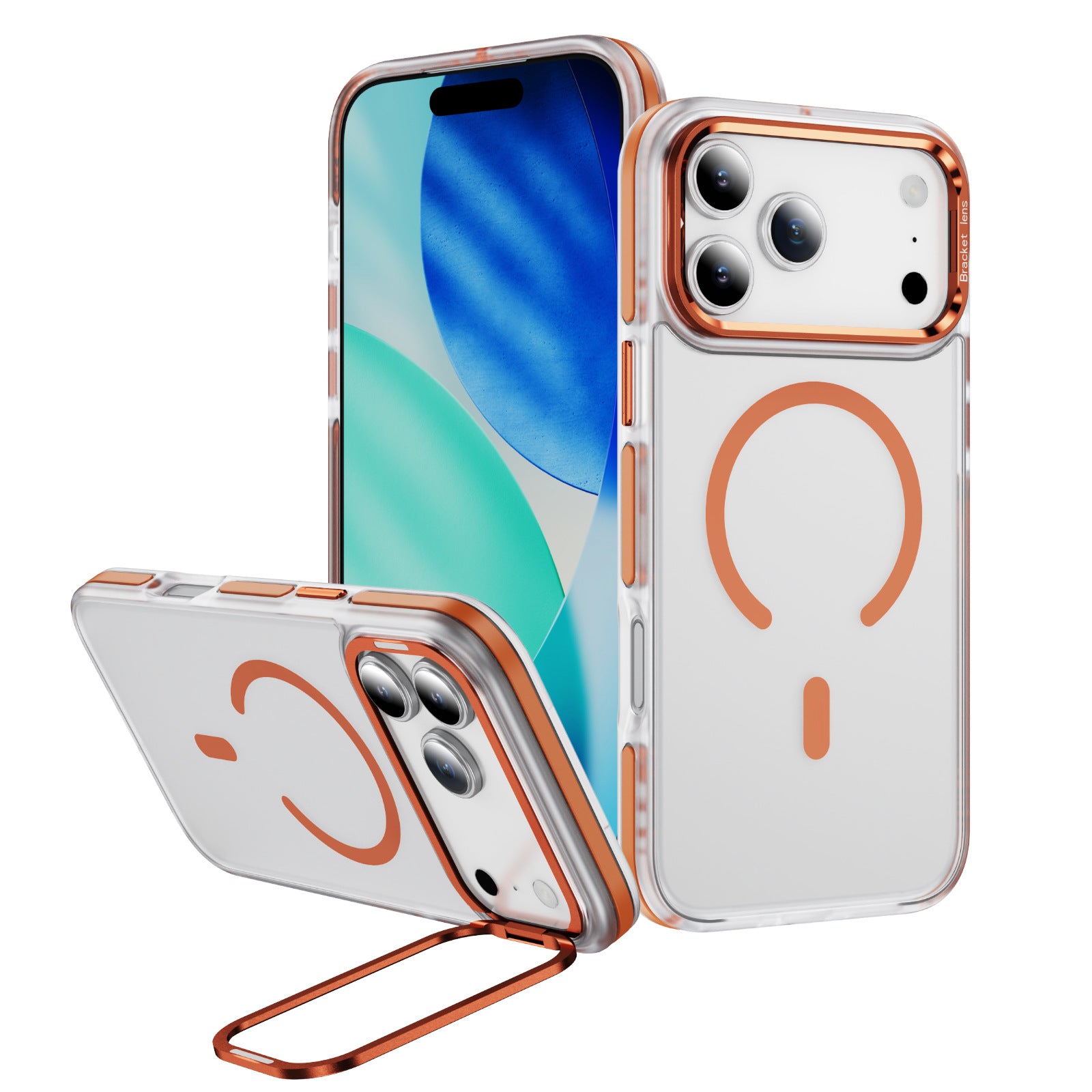 Apple 17 Phone Case Skin Feel Magnetic Ring Stand 16pm Phone Case High-end Feel Phone Case Magnetic Charging Phone Case