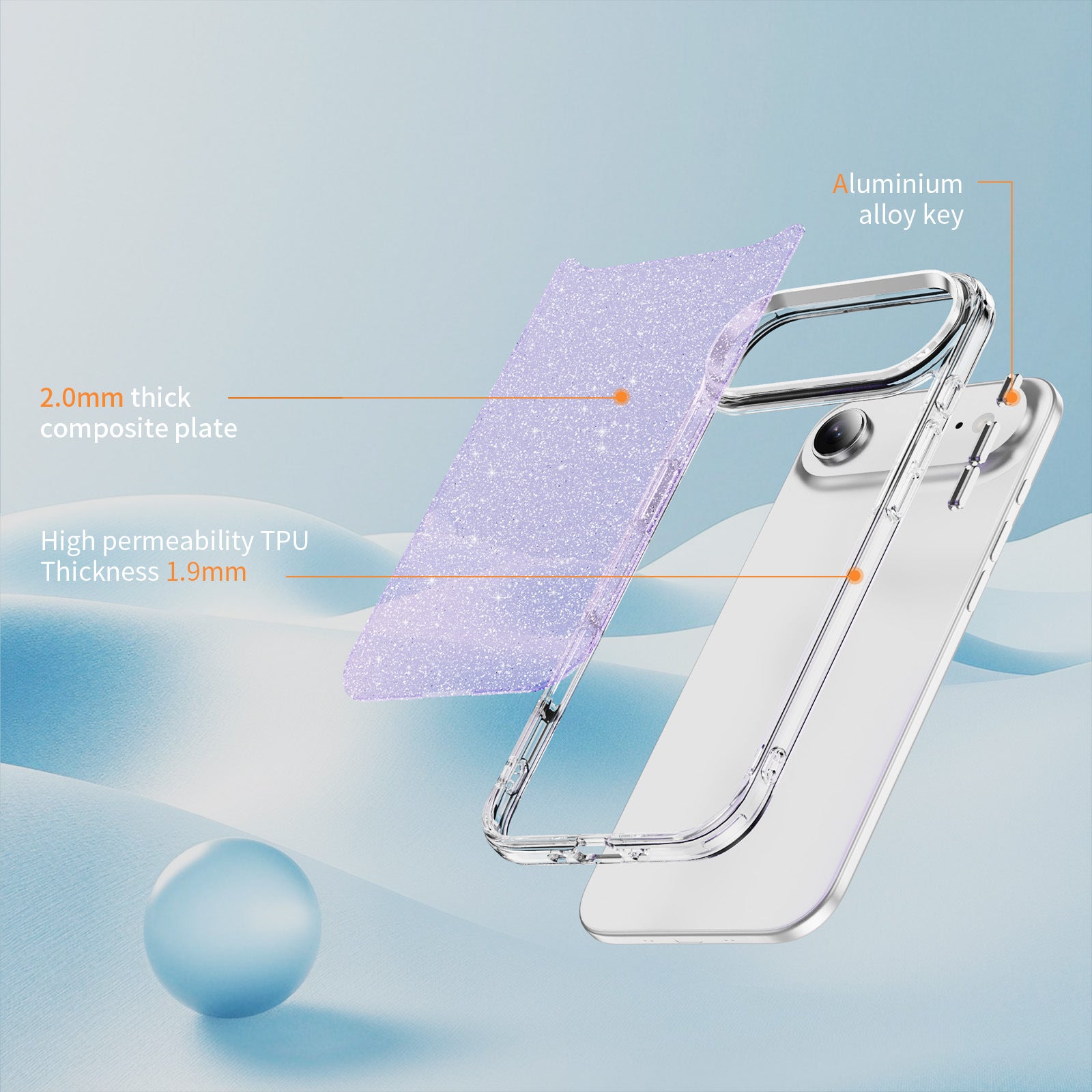 Suitable for iPhone 17 Phone Case Glitter Transparent Shockproof High-end Feel Hard Shell Full Coverage Shockproof Apple 17 Phone Case