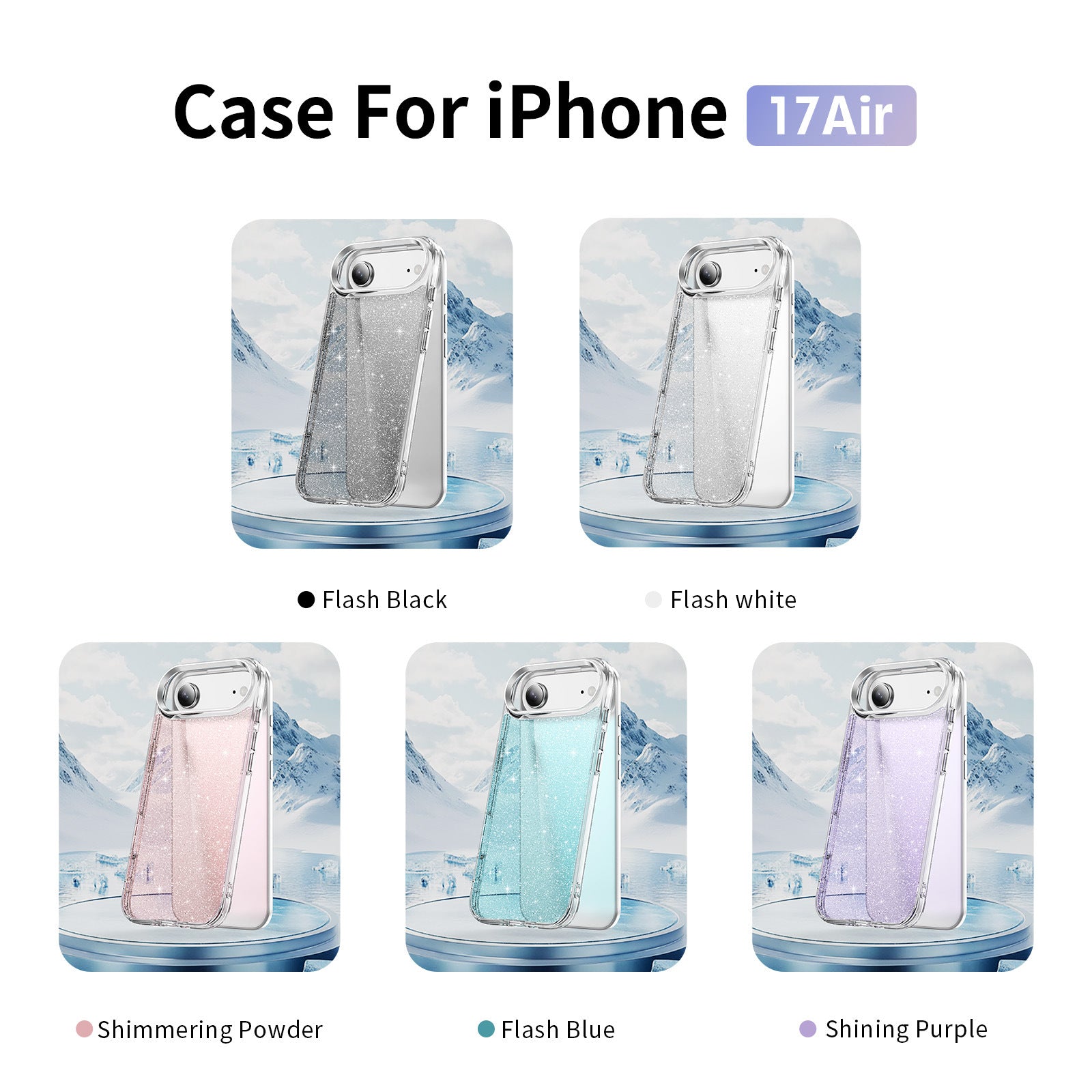 Suitable for iPhone 17 Phone Case Glitter Transparent Shockproof High-end Feel Hard Shell Full Coverage Shockproof Apple 17 Phone Case